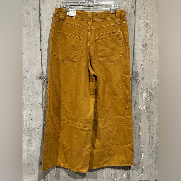 Free People We The Free Khaki Scout Chill Vibes Dropped Wide Leg Jeans 31 NWOT - Picture 4 of 9